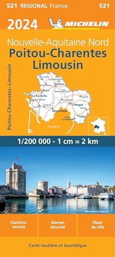 POITOU CHARENTES LIMOUSIN 10521 2024: wegenkaart schaal 1:200.000 (Regionale kaarten Michelin)