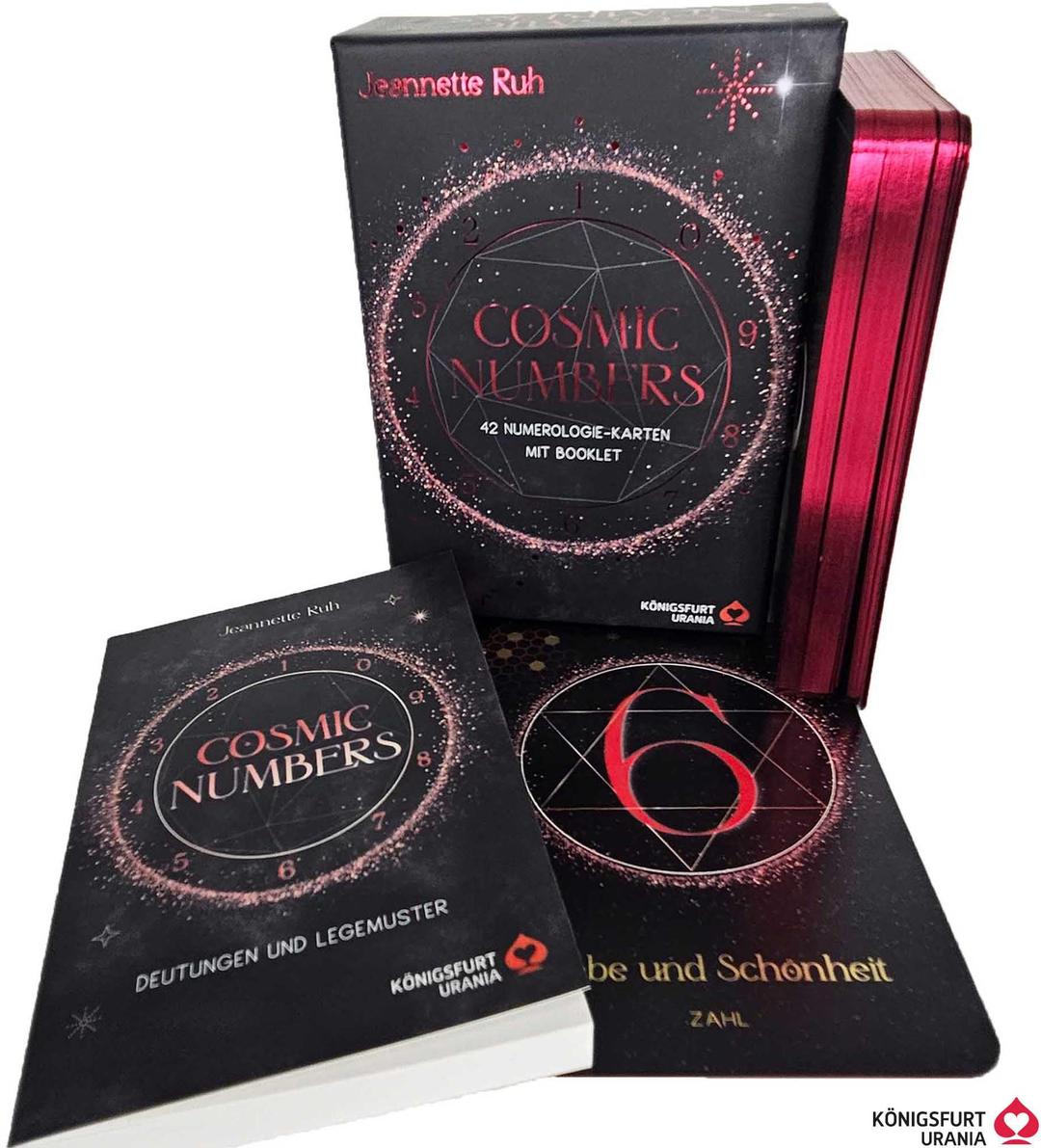 Cosmic Numbers (Numerologie): 42 Karten, farbiges 192-seitiges Booklet, Box mit Metallicfolie, Karten mit Pink-/Metallicschnitt