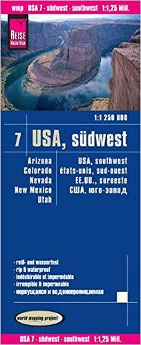 Reise Know-How Landkarte USA 07, Südwest (1:1.250.000) : Arizona Colorado Nevada Utah New Mexico: world mapping project