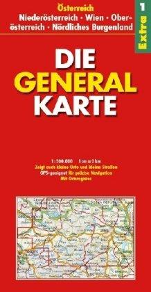 Die Generalkarte Extra Niederösterreich, Wien, Oberösterreich, Nördliches Burgenland 1:200 000