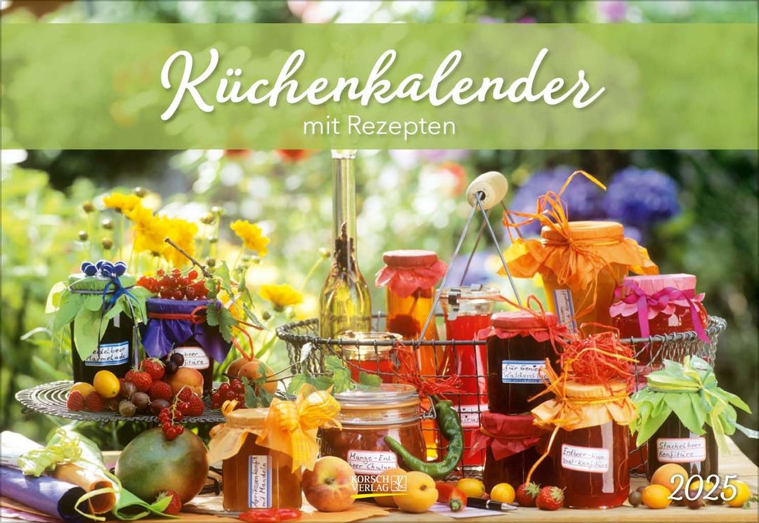 Küchenkalender 2025: Broschürenkalender mit 12 genialen Rezepten. Format 42 x 29 cm inklusive Ferienterminen.