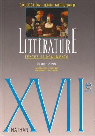 Littérature : XVIIe siècle : textes et documents, livre de l'élève