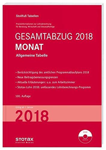 Tabelle, Gesamtabzug 2018 Monat: Bundesweit gültige Ausgabe