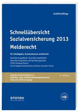 Schnellübersicht Sozialversicherung 2013 Melderecht: Für Arbeitgeber, Krankenkassen und Berater