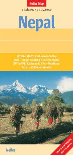 Nepal 1 : 1 500 000 (Nelles Map): Special Maps: Kathmandu Valley, Rara - Dolpo Trekking, Eastern Nepal. City Maps: Kathmandu City, Bhaktapur, Patan, Pokhara Lakeside