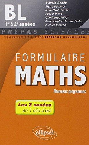 Formulaire maths BL 1re et 2e années