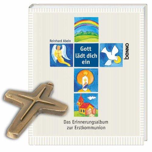 Gott lädt dich ein: Das Erinnerungsalbum zur Erstkommunion mit Bronze-Wandkreuz