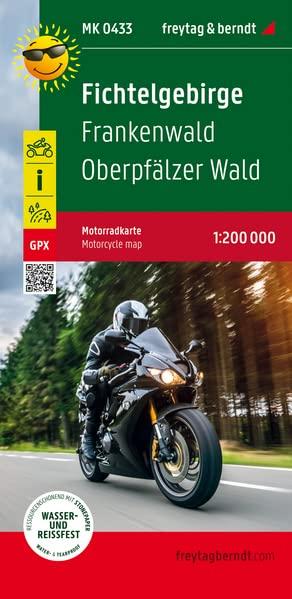 Fichtelgebirge, Motorradkarte 1:200.000, freytag & berndt: Frankenwald - Oberpfälzer Wald, mit Toureninfos, GPX Tracks, wasserfest und reißfest (Motorradkarte: MK)