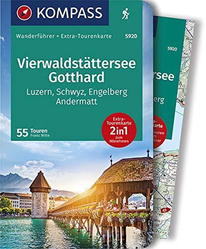 KOMPASS Wanderführer Vierwaldstättersee, Gotthard: Wanderführer mit Extra-Tourenkarte 1:65000, 55 Touren, GPX-Daten zum Download.