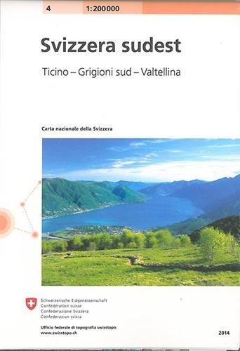 Swisstopo Schweiz Süd-Ost 1 : 200 000: Ticino, Grigioni Sud Valtellina (Carte Nationale de la Suisse)