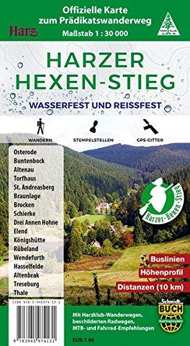 Harzer Hexen-Stieg: Offizielle Karte zum Prädikatswanderweg - wasserfest und reißfest