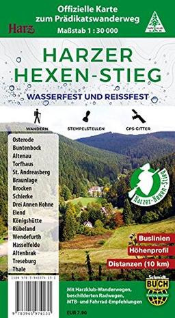 Harzer Hexen-Stieg: Offizielle Karte zum Prädikatswanderweg - wasserfest und reißfest