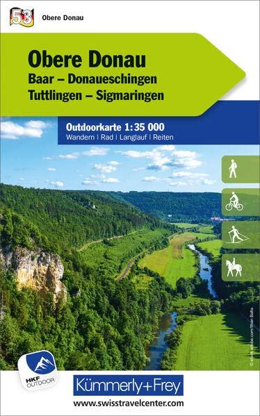 Obere Donau Nr. 53 Outdoorkarte Deutschland 1:35 000: Baar, Donaueschingen, Tuttlingen, Sigmaringen, Free Download mit HKF Outdoor App (Kümmerly+Frey Outdoorkarten Deutschland)