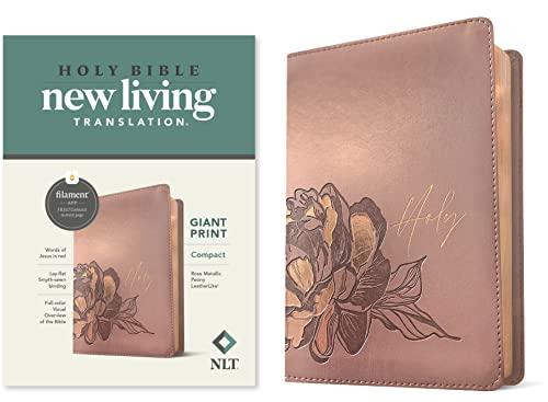 Holy Bible: New Living Translation, Rose Metallic Peony, Leatherlike, Giant Print, Red Letter