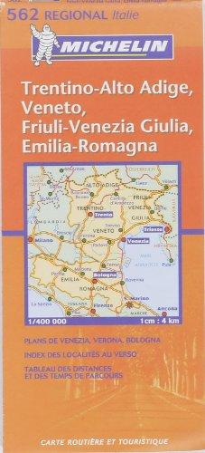 Carte routière : Veneto, Trentino Alto Adige, Friuli Venezia Giulia, Emilia Romagna, N° 11562 (en italien) (Cartes Régional)