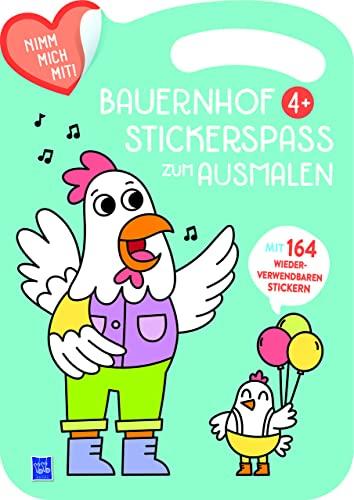 Bauernhof Stickerspaß zum Ausmalen 4+ (Cover blau, Henne): 4+ blaue Einband