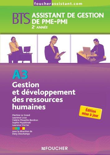 Gestion et développement des ressources humaines A3, BTS assistant de gestion de PME-PMI, 2e année