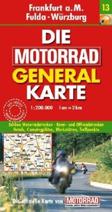 Motorrad Generalkarte Deutschland Frankfurt a.M., Fulda, Würzburg 1:200 000