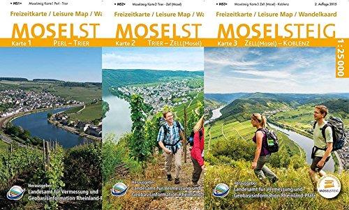 Moselsteig  (WR) - 3-teiliges Kartenset: Topographische Karten 1:25 000 mit Wander- und Radwanderwegen mit dem Moselsteig von Perl bis Koblenz (Freizeitkarten Rheinland-Pfalz 1:15000 /1:25000)