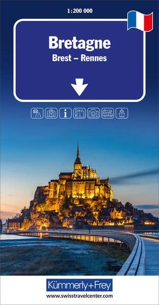 Bretagne Regionalkarte Frankreich 1:200 000: Brest - Rennes (Kümmerly+Frey Regionalkarten)