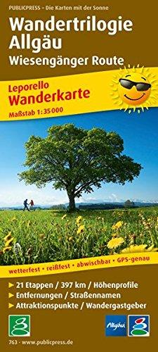 Wandertrilogie Allgäu - Wiesengänger: Leporello Wanderkarte mit Ausflugszielen, Einkehr- & Freizeittipps, wetterfest, reißfest, abwischbar, GPS-genau. 1:35000