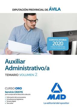 Auxiliar Administrativo de la Diputación Provincial de Ávila. Temario volumen 2