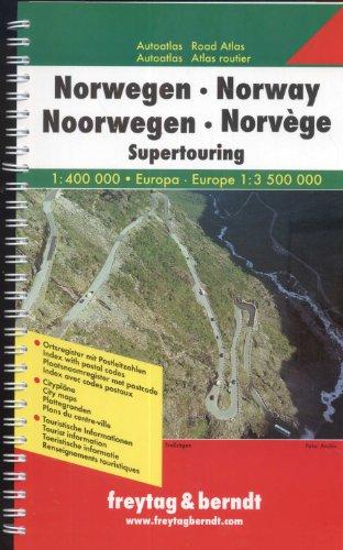 Freytag Berndt Autoatlas, Norwegen Supertouring, Spiralbindung - Maßstab 1:400.000: Touristische Informationen. Ortsregister mit Postleitzahlen. Citypläne