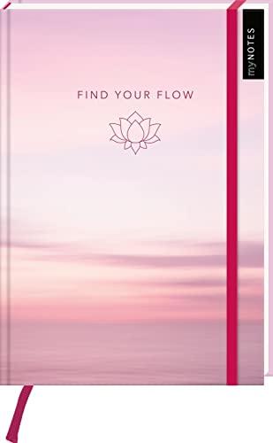 myNOTES Notizbuch A5: Find your Flow: Notebook medium, gepunktet, paginiert | Für Yogafans: Ideal als Bullet Journal oder Tagebuch