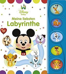 Disney Baby - Meine liebsten Labyrinthe: Pappbilderbuch mit 5 Geräuschen - Labyrinth-Soundbuch für Kinder ab 18 Monaten