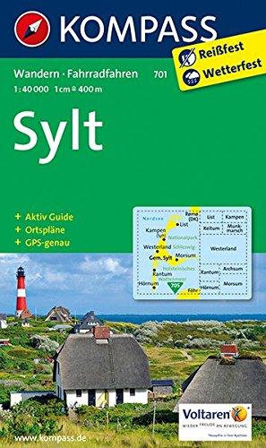 Sylt mit allen Ortsplänen und Strassenverzeichnissen: Wanderkarte mit Aktiv Guide und Radwegen. GPS-genau. 1:40000 /1:17500 (KOMPASS-Wanderkarten)