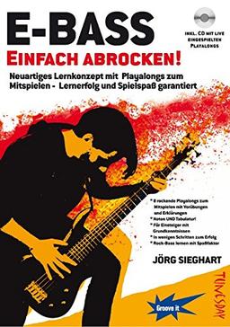 E-Bass Einfach Abrocken ! (Lehrheft/Lehrbuch mit Playalongs, Noten & Tabulatur / TABs zum Rock-Bass lernen - zu Rock-Songs / Play-Alongs spielen, für E-Bass Einsteiger mit Grundkenntnissen)