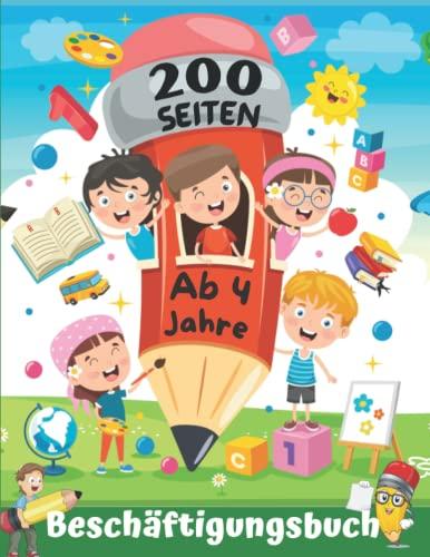 Beschäftigungsbuch für Kinder ab 4 Jahre: Vorschule Übungsheft ab 4 : Buchstaben und Zahlen schreiben lernen, Schwungübungen, Malen nach Zahlen, Labyrinthe, Punkt zu Punkt| Rätselbuch Mädchen Junge