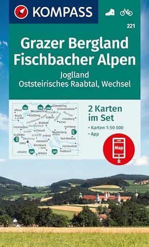 KOMPASS Wanderkarten-Set 221 Grazer Bergland, Fischbacher Alpen (2 Karten) 1:50.000: inklusive Karte zur offline Verwendung in der KOMPASS-App. Fahrradfahren.