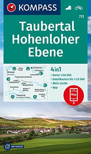 KOMPASS Wanderkarte 772 Taubertal, Hohenloher Ebene 1:50.000: 4in1 Wanderkarte, mit Aktiv Guide und Detailkarten inklusive Karte zur offline ... Fahrradfahren. Skitouren. Langlaufen.