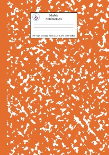 Marble Notebook A4: Pumpkin Marble College Ruled Journal (School Supplies, Band 8)