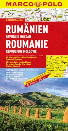 MARCO POLO Länderkarte Rumänien, Republik Moldau 1:800.000: Übersichtskarte zum Ausklappen, Entfernungstabelle, Ortsregister, Cityplan Bukarest.Mit ... schönen Strecken und Sehenswürdigkeiten