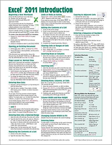 Excel 2011 for Mac: Introduction Quick Reference Guide (Cheat Sheet of Instructions, Tips & Shortcuts - Laminated Cards)