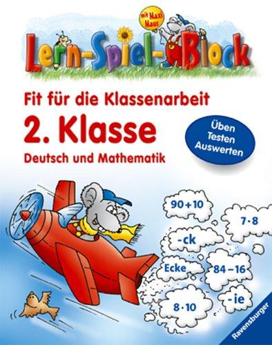 Lern-Spiel-Block mit Maxi Maus: Fit für die Klassenarbeit (2. Klasse): Deutsch und Mathematik