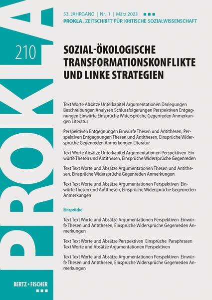 Sozial-ökologische Transformationskonflikte und linke Strategien: PROKLA 210 / 53. Jg., Heft 1, März 2023 (PROKLA. Zeitschrift für kritische Sozialwissenschaft)