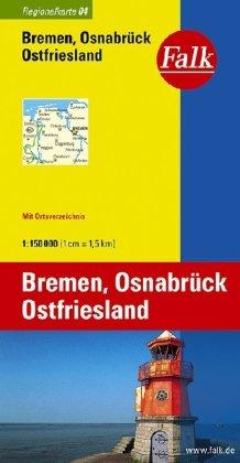 Falk Regionalkarte Bremen - Osnabrück - Ostfriesland 1:150 000