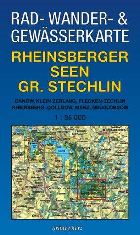 Rad - Wander- und Gewässerkarte Rheinsberger Seen, Großer Stechlin: Mit Canow, Kleinzerlang, Flecken Zechlin, Rheinsberg, Dollgow, Menz, Neuglobsow. Maßstab 1:35.000.