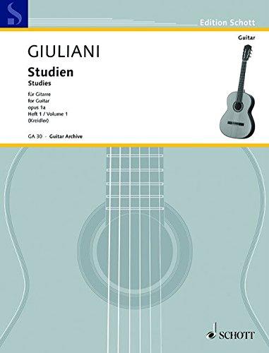 Studien für Gitarre: Übungen für die rechte Hand - Übungen für die linke Hand. Heft 1. op. 1a. Gitarre. (Gitarren-Archiv)