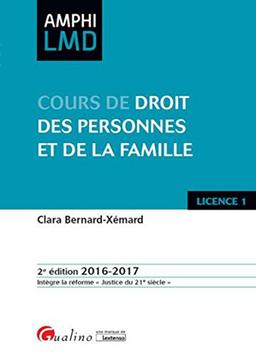 Cours de droit des personnes et de la famille : licence 1, 2016-2017