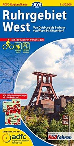 ADFC-Regionalkarte Ruhrgebiet West mit Tagestouren-Vorschlägen, 1:50.000, reiß- und wetterfest, GPS-Tracks Download: Von Duisburg bis Bochum, von Wesel bis Düsseldorf (ADFC-Regionalkarte 1:50000)