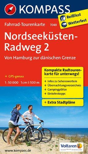 Nordseeküstenradweg 2, Von Hamburg/Elbe zur dänischen Grenze: Fahrrad-Tourenkarte. GPS-genau. 1:50000.