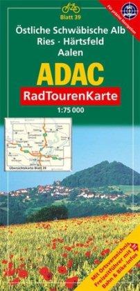 ADAC RadTourenKarte 39. Östliche Schwäbische Alb, Ries, Härtsfeld, Aalen. 1 : 75 000