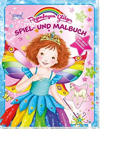 Regenbogen Glitzer Spiel- und Malbuch "Fee Flora": Mit vielen Glitzerstickern!