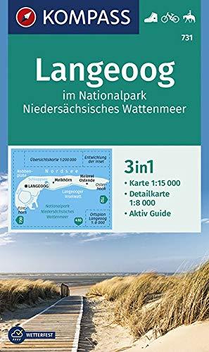 Langeoog im Nationalpark Niedersächsisches Wattenmeer: 3in1 Wanderkarte 1:15000 mit Aktiv Guide und Detailkarten. Fahrradfahren. Reiten. (KOMPASS-Wanderkarten, Band 731)