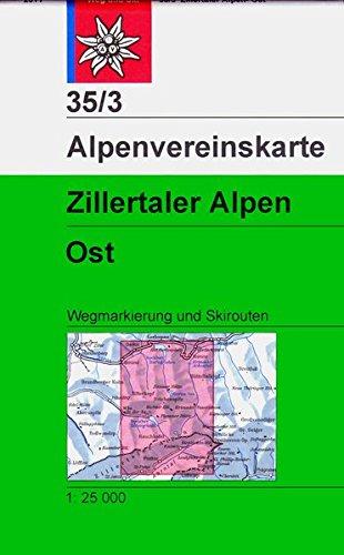 Zillertaler Alpen - Ost: Wegmarkierung und Skirouten - Topographische Karte 1:25.000 (Alpenvereinskarten)