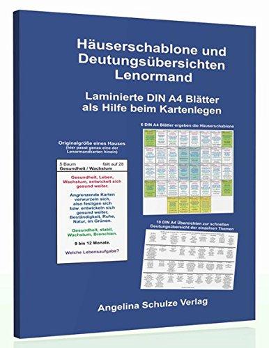 Häuserschablone und Deutungsübersichten Lenormand: Laminierte DIN A4 Blätter als Hilfe beim Kartenlegen